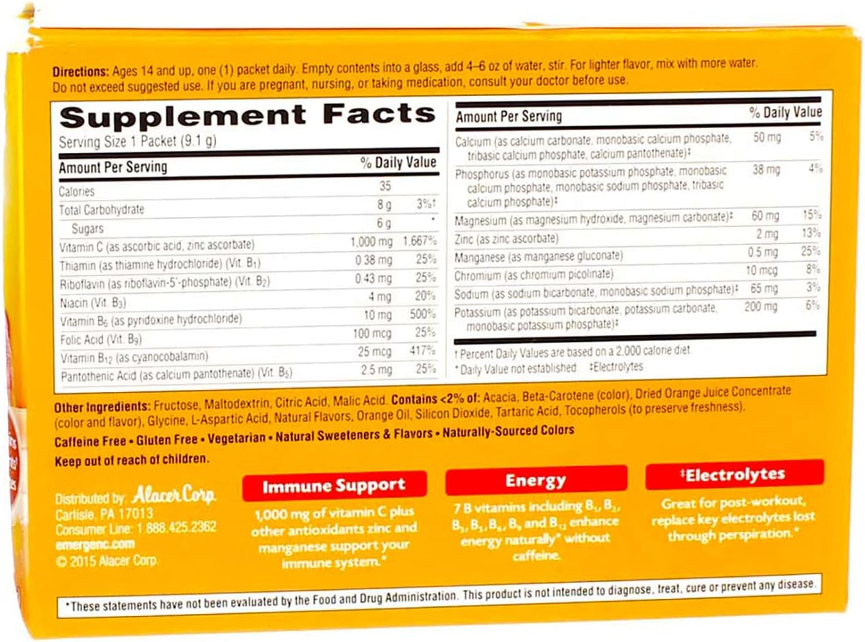 Emergen-C Super Orange - 30 Sachets (Pack of 22) - görsel 3