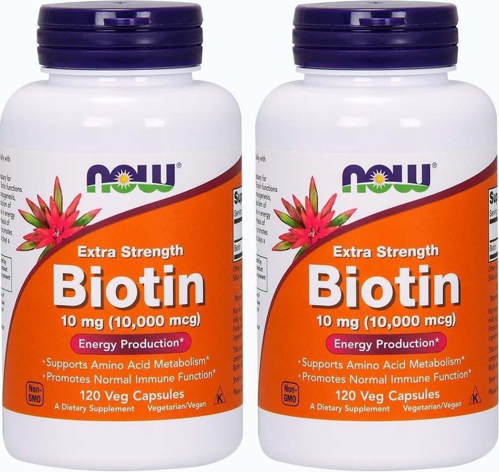 Now Foods Biotin 10 mg Extra Strength 120 Vcaps, Pack of 2 - görsel 1