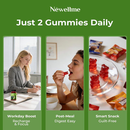NEWELLME ACV Gummies with the Mother & B12 – Sugar-Free, Great-Tasting Vegan Gummies for Digestion, Metabolism & Daily Energy Support, 30 Count