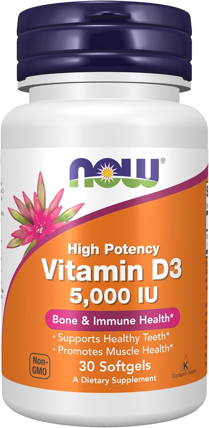 NOW Foods Vitamin D3 5,000 IU, High Strength, 30 Softgels - görsel 1