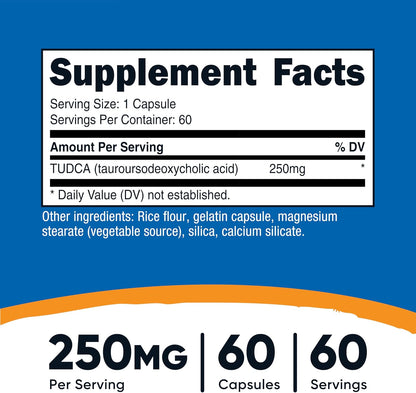 Nutricost TUDCA 250 mg, 60 Capsules (Tauroursodeoxycholic Acid) – Premium Quality