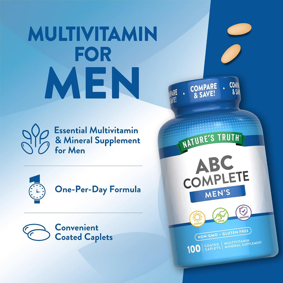 Nature's Truth Multivitamin for Men with Iron, Vitamins A, C, D & E - 100 Tablets - görsel 5