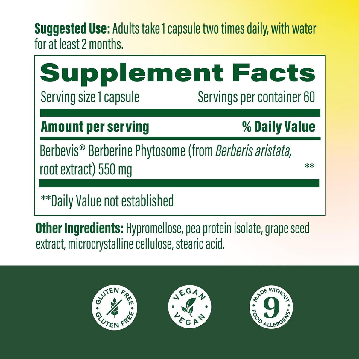 MegaFood Berberine Phytosome - 550mg, 1100mg Daily - 9x Absorption - Metabolism & Cholesterol Support - Vegan - 60 Capsules - görsel 2