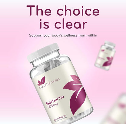 Clear Formulae Berberine Supplement 500mg | Vegan, Non-GMO & Gluten-free (6-Month Supply)
