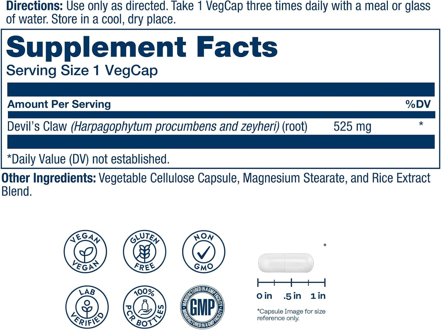 Solaray Devil's Claw Root 525 mg - Herbal Supplement for Joint & Cartilage Support - Non-GMO, Lab Tested - 100 Vegan Capsules - görsel 2