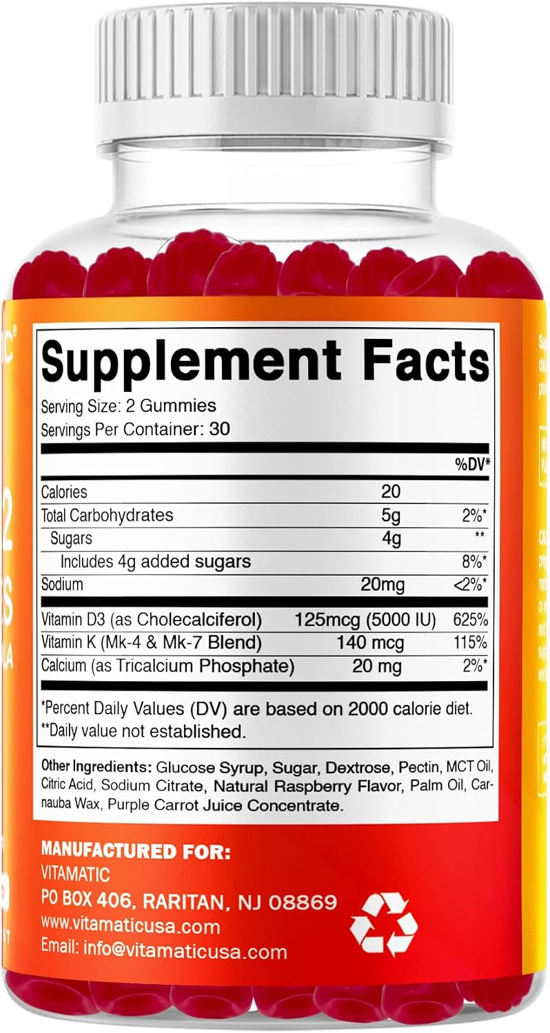Vitamatic Vitamin D3 & K2 Gummies (Pack of Two) – Bone, Heart and Immune Support - görsel 8