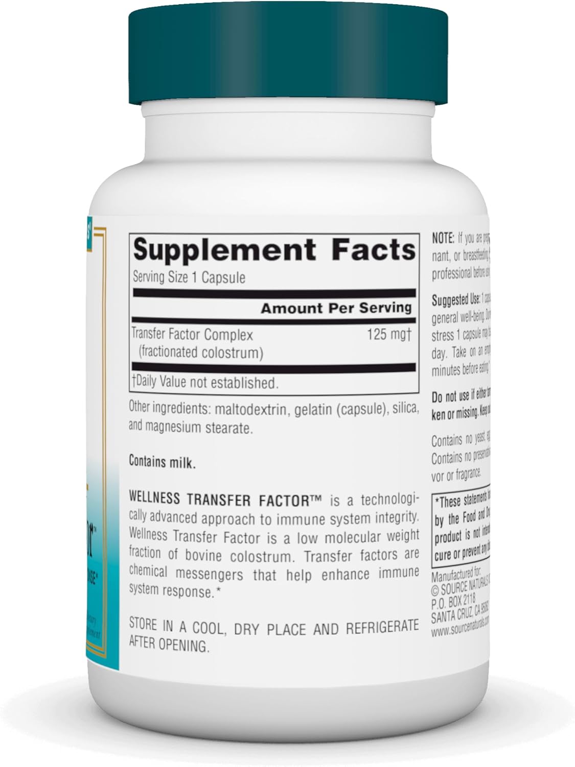 Source Naturals Wellness Transfer Factor - Immune Support Supplement, 125mg, 60 Capsules - görsel 2