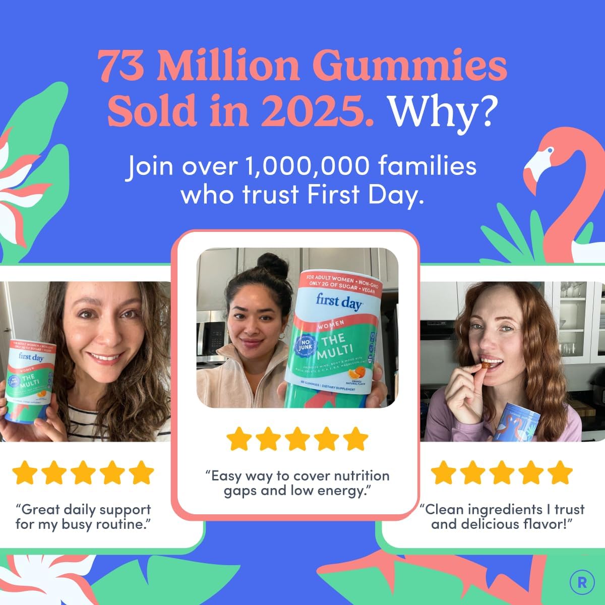 First Day Women's Multivitamin Gummies for Energy, Hair & Overall Health – Daily Multivitamin with Organic Superfood Blend, Methylated Folate, Zinc & Biotin – Vegan, No Junk, 120 Gummies - görsel 9