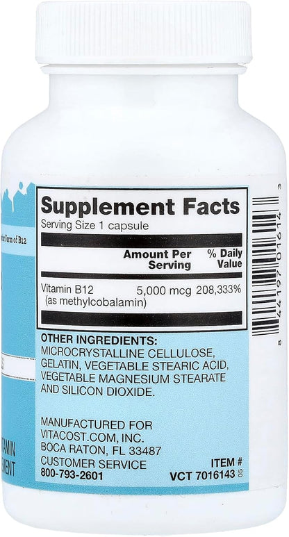 Vitacost Vitamin B12, 5,000 mcg, 60 Capsules
