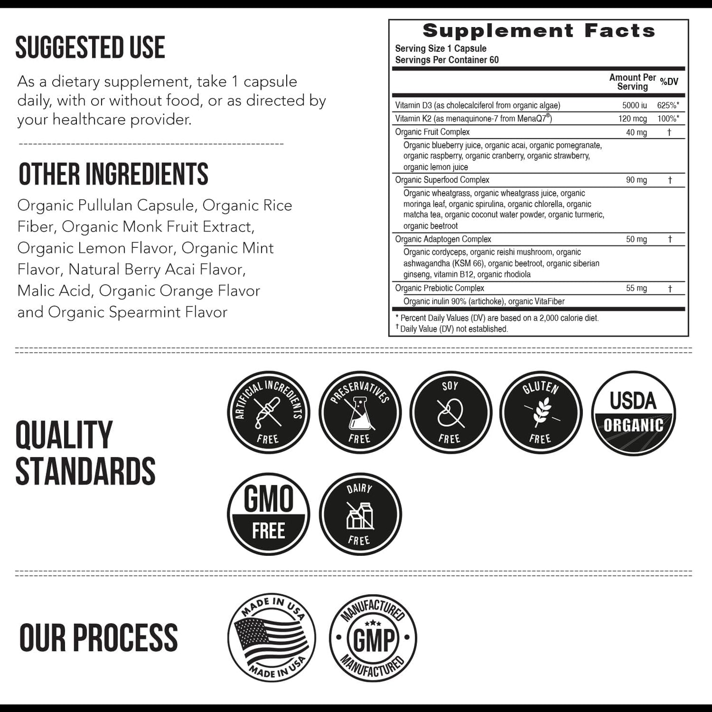 Organic Plant D3 + K2 | 5000 IU Vitamin D3 + 120 mcg Vitamin K2 (All-Trans MK7) – Vegan, Whole Food Supplement - görsel 6
