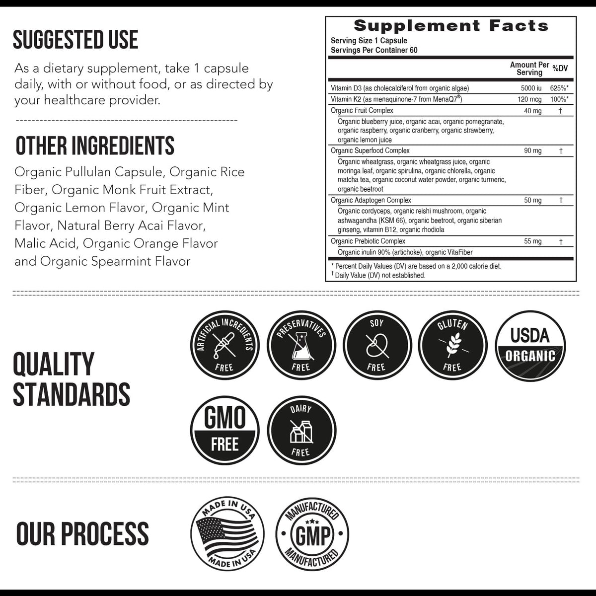 Organic Plant D3 + K2 | 5000 IU Vitamin D3 + 120 mcg Vitamin K2 (All-Trans MK7) – Vegan, Whole Food Supplement - görsel 6