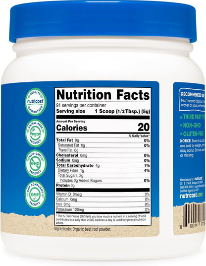 Nutricost Organic Beet Root Powder 454 g - Vegan, Superfood, Certified Organic
