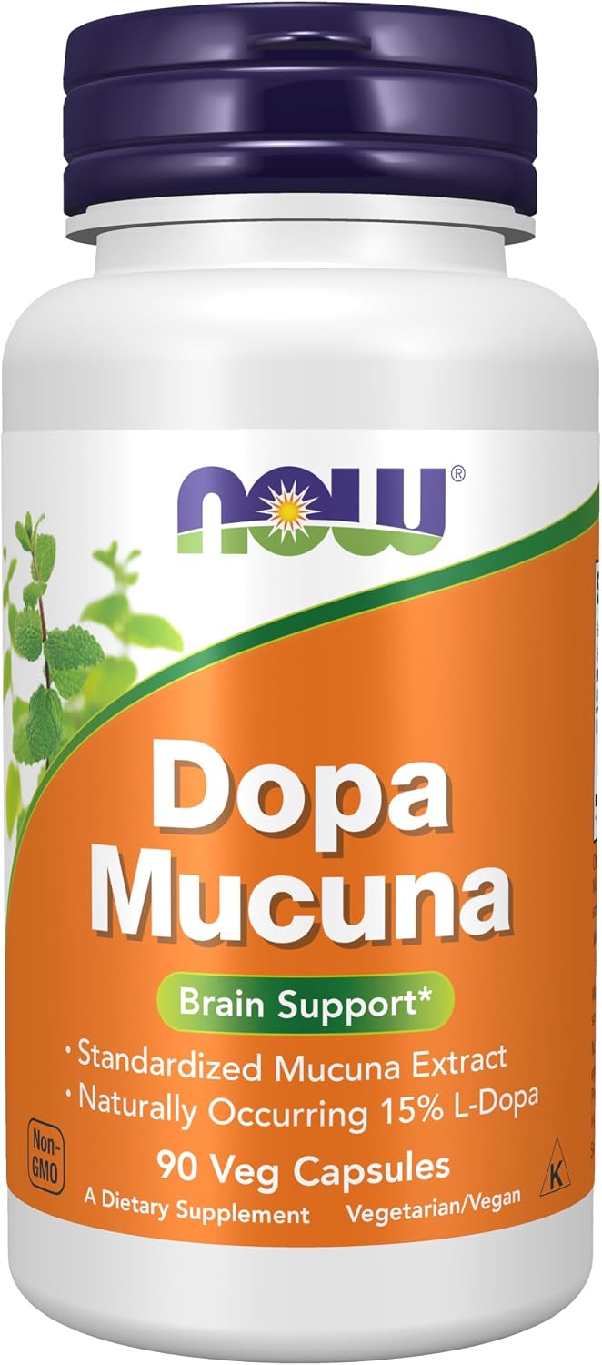 NOW Supplements, DOPA Mucuna, Standardised Mucuna Extract with Naturally Occurring 15% L-Dopa, 90 Veg Capsules - görsel 1