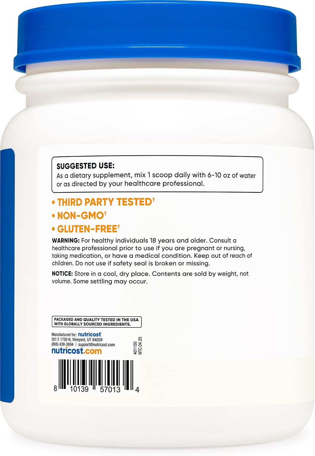 Nutricost L-Tyrosine Powder 500g - Pure Amino Acid, 1000mg per Serving - görsel 4