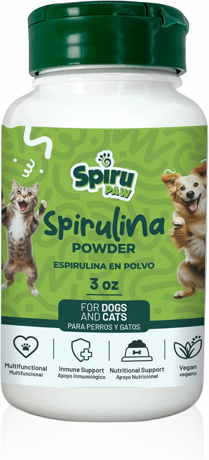 SPIRU PAW Spirulina Tablets for Dogs & Cats, Plant-based Microalgae Pet Supplement, Easy Daily Tablet, Supports Daily Wellness & Skin & Coat, 60 Count