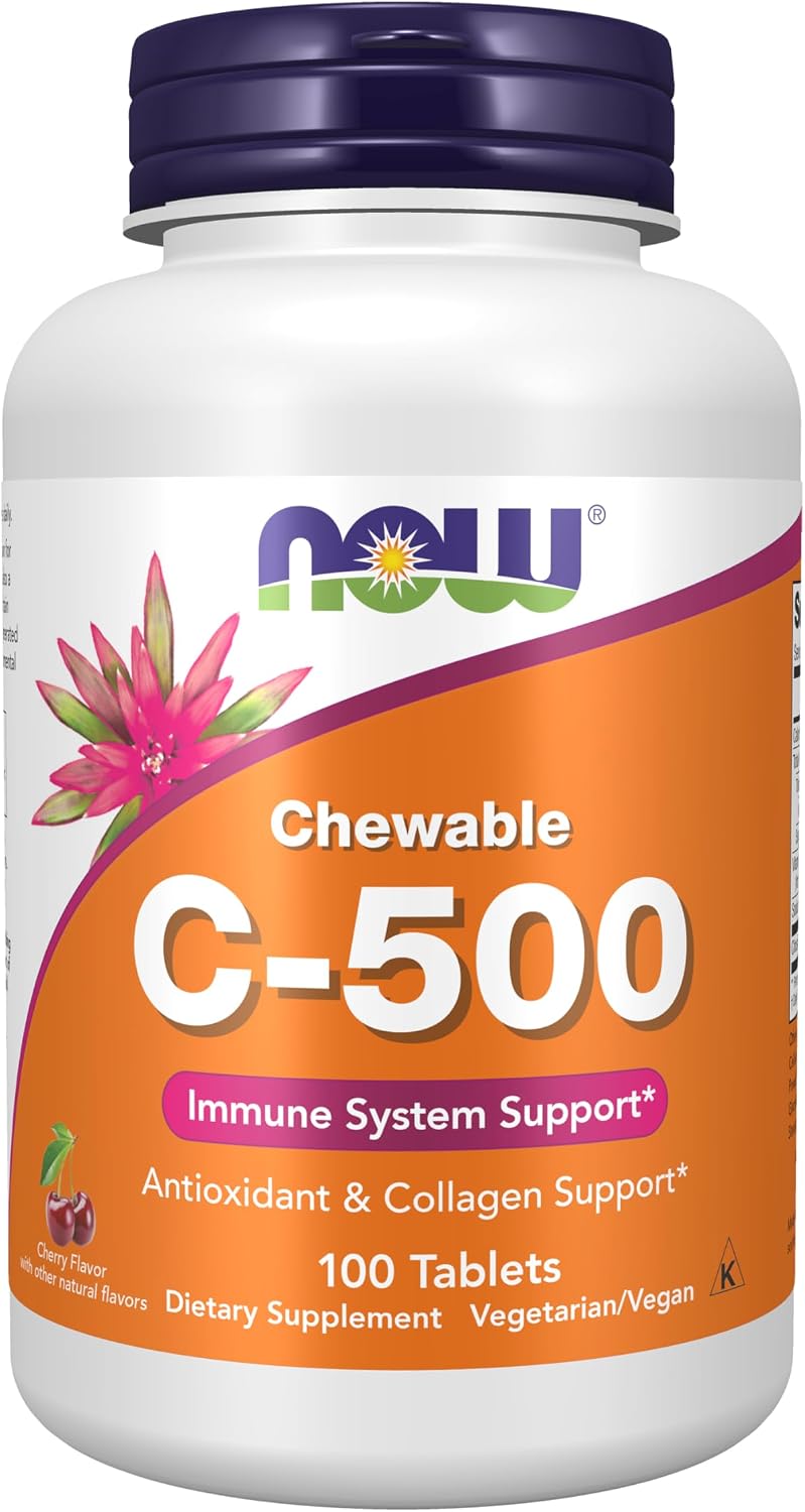 NOW Foods Vitamin C-500 Chewable Lozenges, Orange Juice Flavour, 100 Count - görsel 8