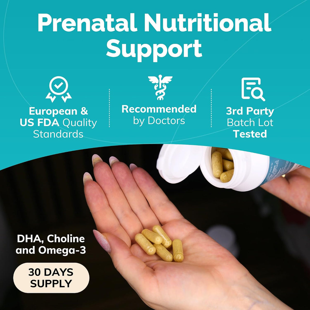 Conceive Plus Prenatal Vitamins for Women – Multivitamin with Folic Acid, DHA, Choline, Iron – Vegan, Non-GMO – 60 Capsules - görsel 4
