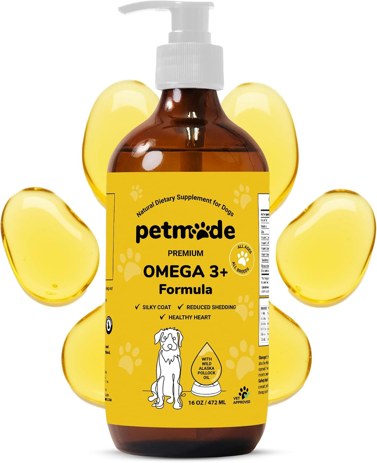 PETMADE Omega-3 Fish Oil for Dogs – Wild Alaskan Pollock Oil with Vitamins – 473 ml - görsel 1