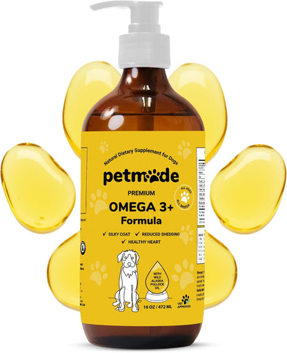 PETMADE Omega-3 Fish Oil for Dogs – Wild Alaskan Pollock Oil with Vitamins – 473 ml