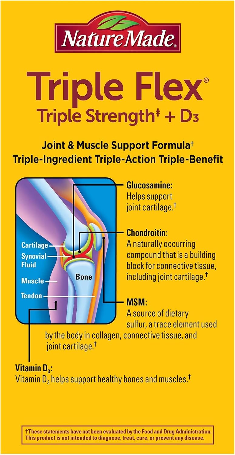 Nature Made TripleFlex Triple Strength Caplets with Vitamin D3, 120 Caplets - görsel 9