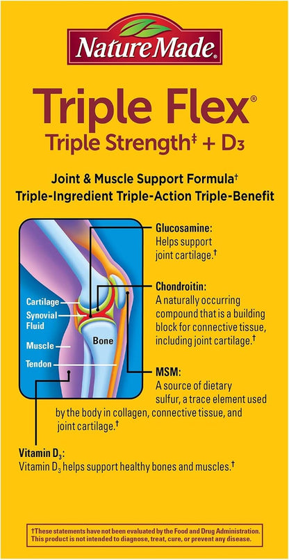 Nature Made TripleFlex Triple Strength Caplets with Vitamin D3, 120 Caplets