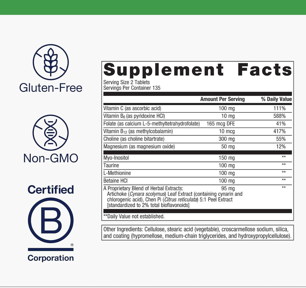 Metagenics Lipo-Gen - Lipotropic Liver and Gallbladder Support Supplement with Vitamin B12, Choline, Inositol and Artichoke Extract - 270 Tablets - görsel 4