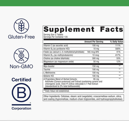 Metagenics Lipo-Gen - Lipotropic Liver and Gallbladder Support Supplement with Vitamin B12, Choline, Inositol and Artichoke Extract - 270 Tablets