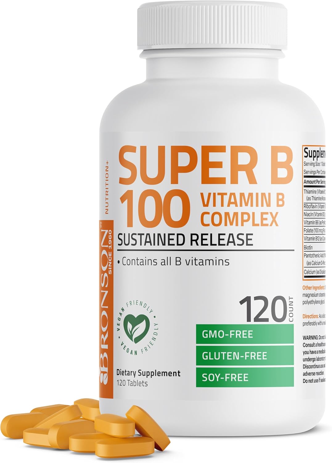 Bronson Super B 100 Vitamin B Complex Sustained Release - 250 Tablets - görsel 10