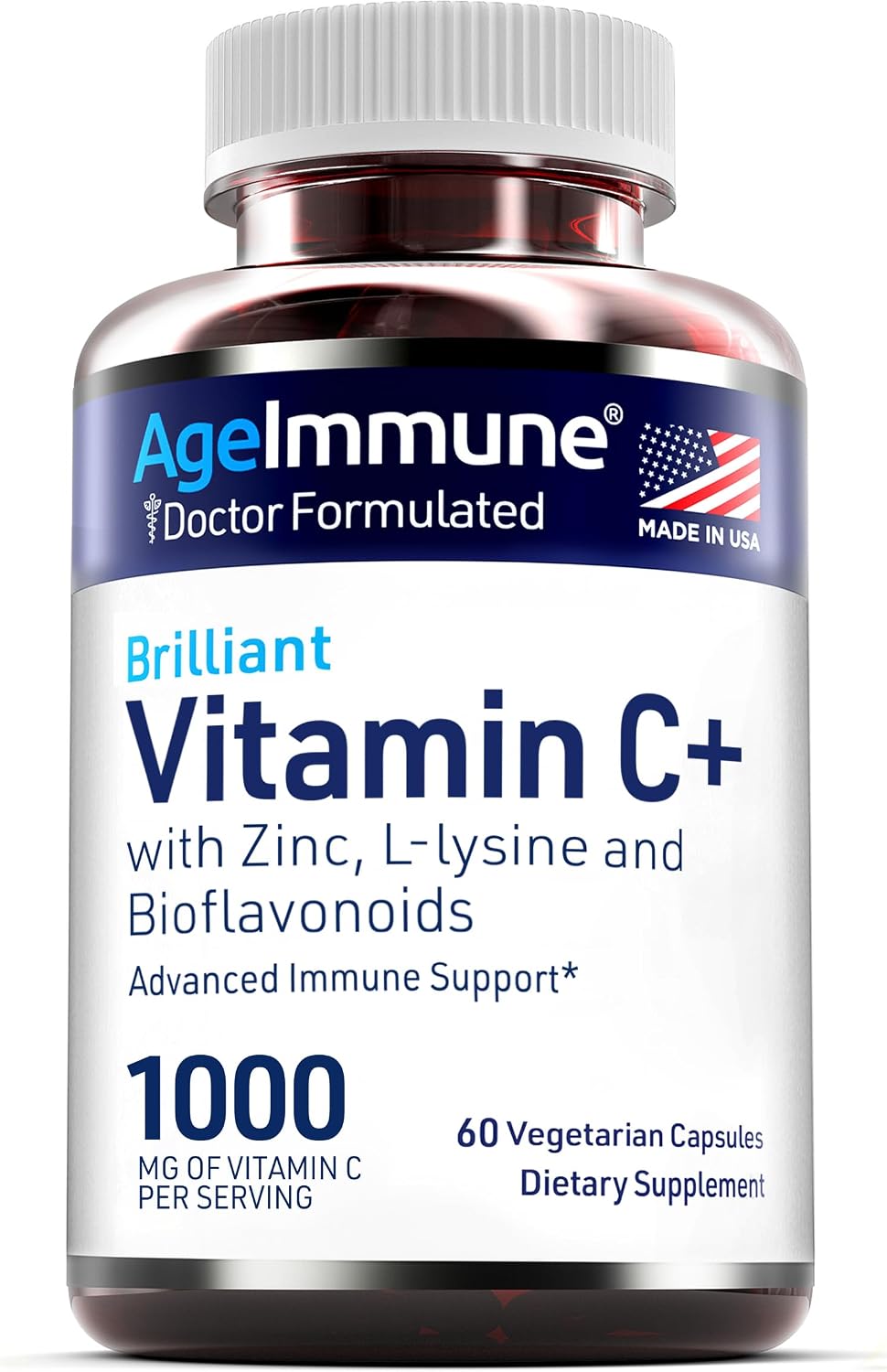 AgeImmune Vitamin C 1000mg Complex with L-Lysine 500mg, Zinc 12mg, Bioflavonoids 300mg - görsel 7