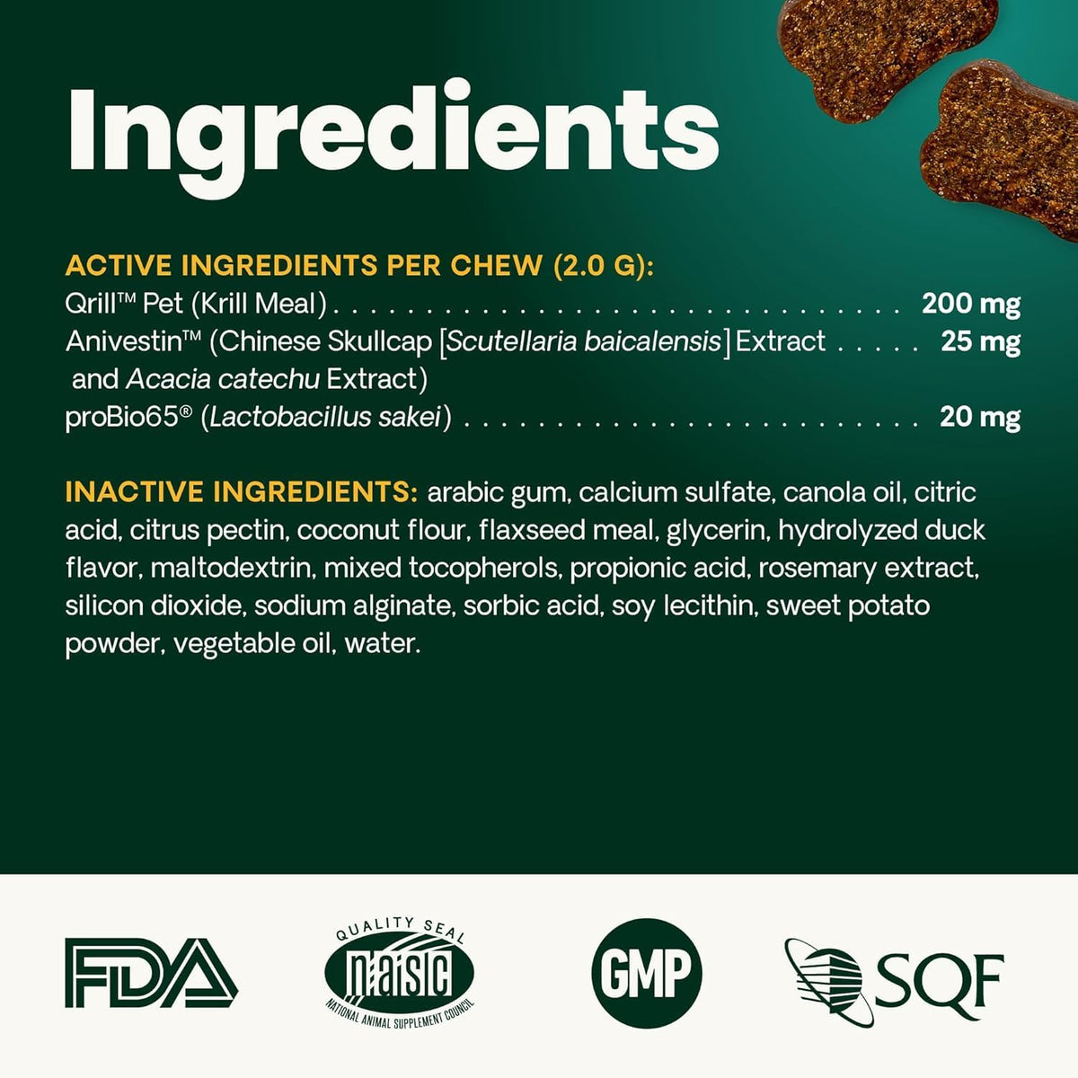 VetriScience Allergy Plus Immune Support Supplement for Dogs, Duck Flavour, 75 Chews - görsel 5