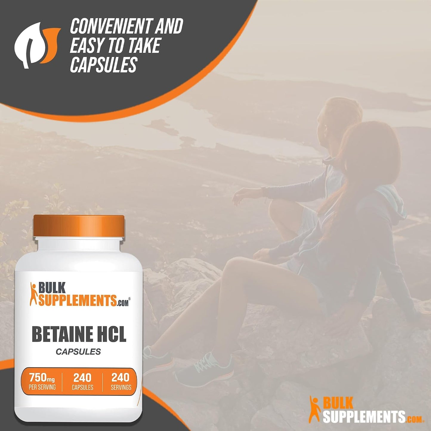 BulkSupplements.com Betaine HCl Capsules - Betaine Hydrochloride Supplement for Digestive Support, 750mg, 240 Capsules - görsel 6
