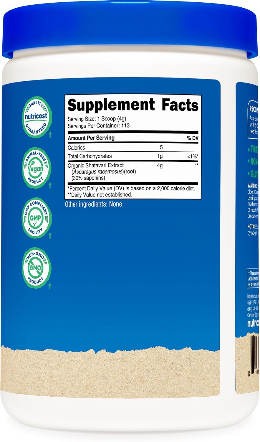 Nutricost Organic Shatavari Powder (454 g) – Certified USDA Organic, Non-GMO, Gluten-Free - görsel 5