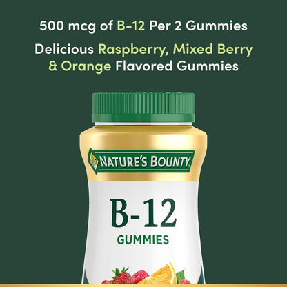 Nature's Bounty Vitamin B12 Gummies, Mixed Berry, 500mcg - 90 Gummies