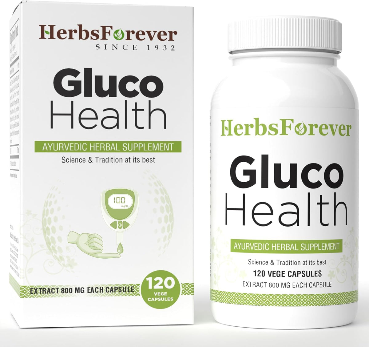 Herbsforever Gluco Health – Ayurvedic Blood Sugar Support with Gymnema Sylvestre, Shilajit, Turmeric & 17 Herbal Extracts (120 Veg Capsules) - görsel 1