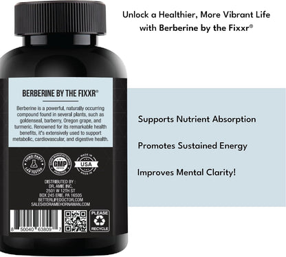 Berberine HCl by Dr. Amie | 1200 mg per Serving | 60 Capsules (30-Day Supply)