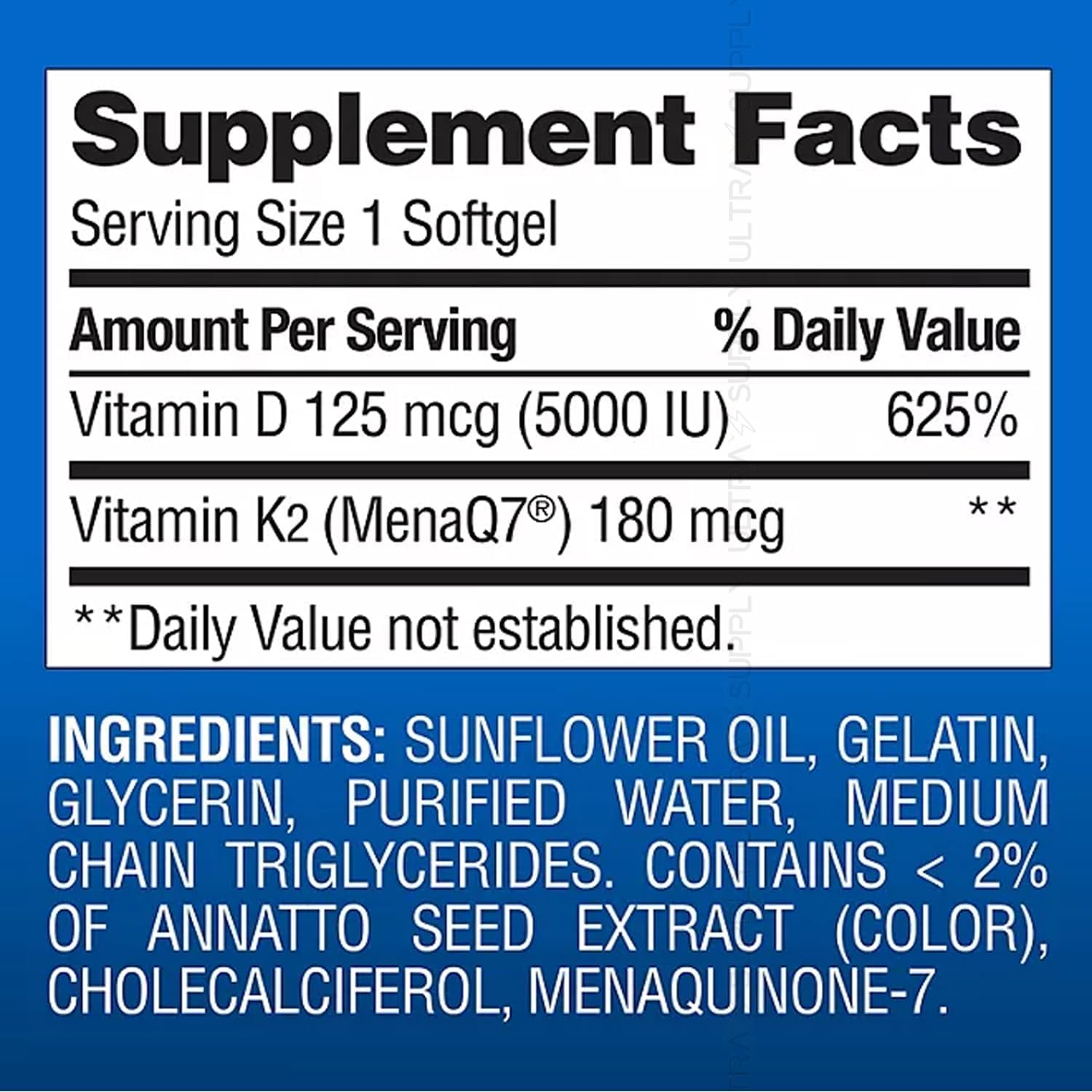 Members Mark Vitamin K2 + D3 (150 Soft gel capsules) - 180 mcg K2 (MenaQ7 MK-7) & 125 mcg (5000 IU) D3 - Bone, Heart & Immune Support - görsel 3