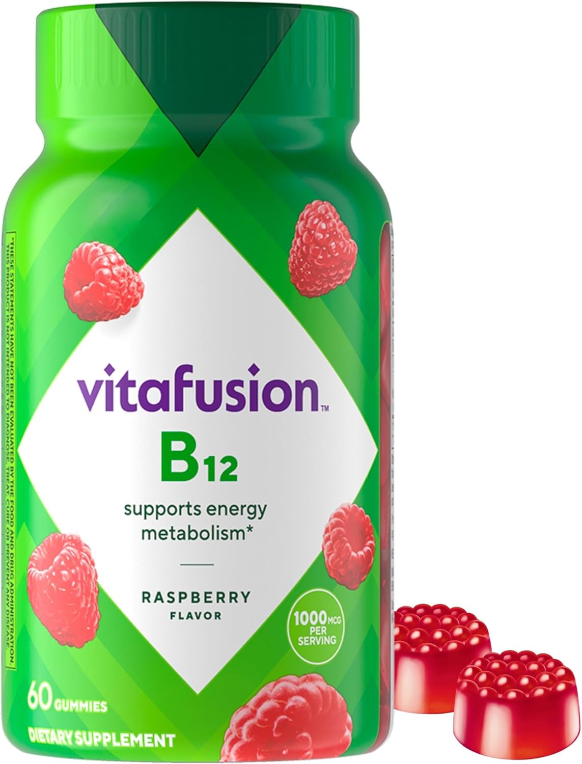 Vitafusion Vitamin B12 Gummies, 1000 mcg, 60 Count, Raspberry Flavour - görsel 1
