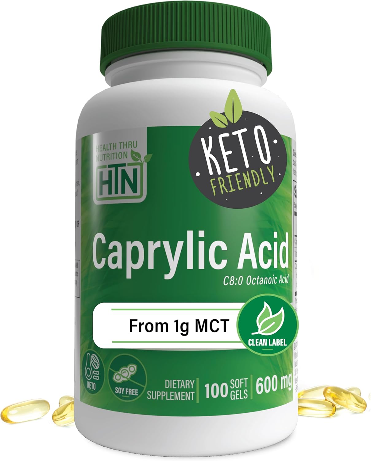 Health Thru Nutrition Caprylic Acid 600mg – 100 Softgels - görsel 1