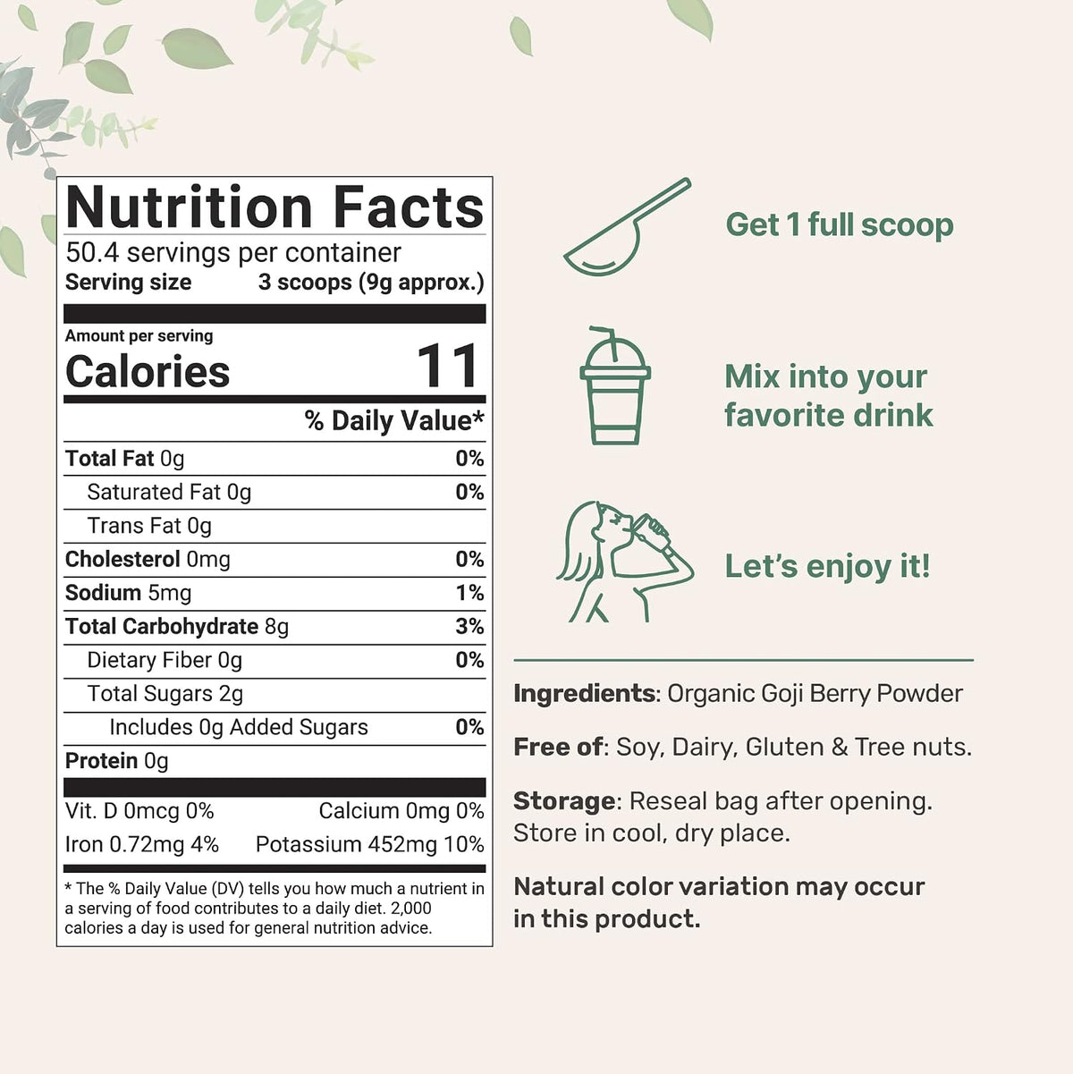 Organic Goji Powder, 454g | 100% Natural Fruit Source | Freeze-Dried Berries | Sulphate & Additive Free | Great Flavour for Drinks, Snacks & Beverages | Non-GMO & Vegan - görsel 2