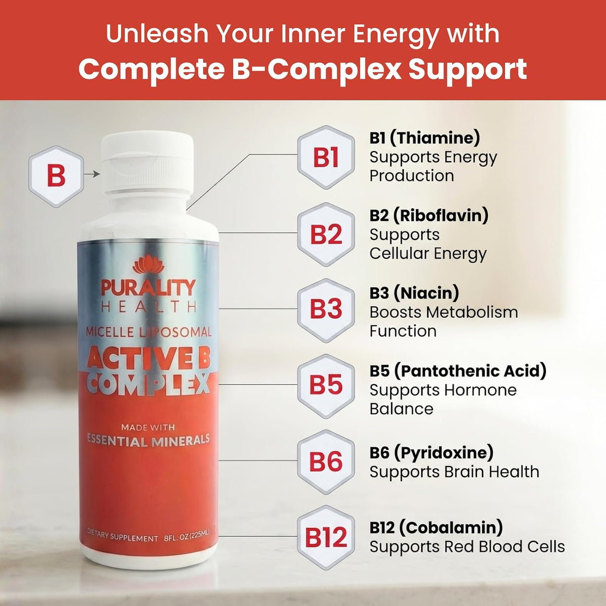 Liposomal Vitamin B Complex Liquid Supplement – All 8 B Vitamins with Minerals, 15-Day Supply - görsel 3