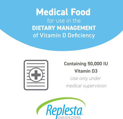 Replesta 50,000 IU Vitamin D3 Cholecalciferol, for Vitamin D Deficiency, Once-Weekly Chewable Wafer, Non-GMO, Natural Orange Flavour, 4 Pack (Pack of 2)