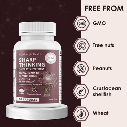 Rawleigh Sharp Thinking Brain Supplement - Focus, Memory & Clarity, 60 Capsules