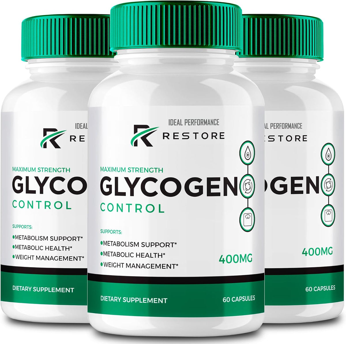Restore Glycogen Control Capsules - All Natural Formula, Maximum Strength (Pack of 3) - görsel 1