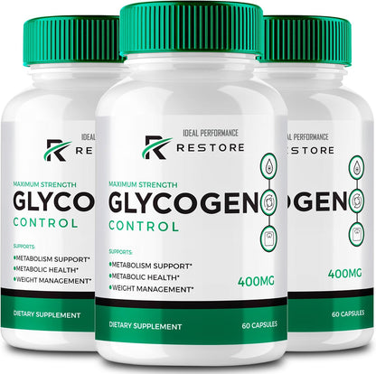 Restore Glycogen Control Capsules - All Natural Formula, Maximum Strength (Pack of 3)