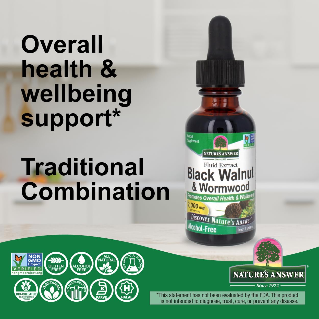 Nature's Answer Black Walnut & Wormwood Complex - Super Concentrated 2,000mg Liquid Extract - Vegan, Non-GMO, Gluten-Free - 1 fl oz (Pack of 2) - görsel 5