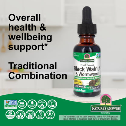 Nature's Answer Black Walnut & Wormwood Complex - Super Concentrated 2,000mg Liquid Extract - Vegan, Non-GMO, Gluten-Free - 1 fl oz (Pack of 2)