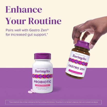 BariMelts Probiotic, 5 Billion CFU – 60 Fast-Dissolving Tablets (2-Month Supply) – Sugar-Free Probiotics for Women, Post-Bariatric Gut Health, Natural Cherry Flavour