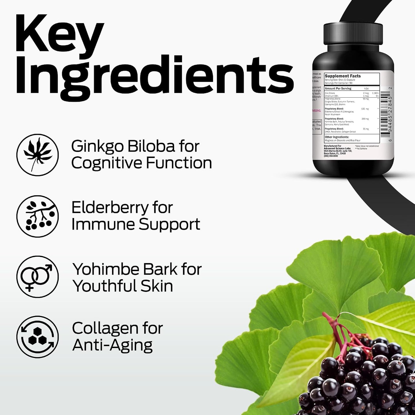 Ultra Max Natural Organic 4 in 1 Brain Supplements for Memory and Focus, Immune Support Anti-Ageing Dietary Supplements - görsel 4
