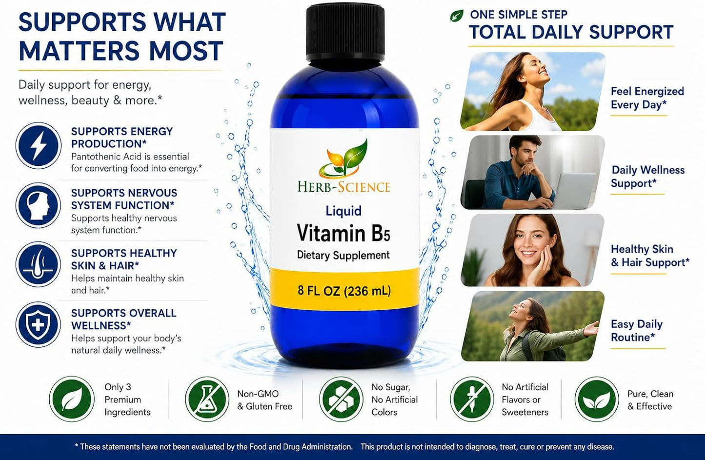 Liquid Vitamin B5 – 192 Servings – High Absorption Pantothenic Acid for Energy, Mood & Nerve Support – Vegan Non-GMO Alcohol Free – 236 ml - görsel 4