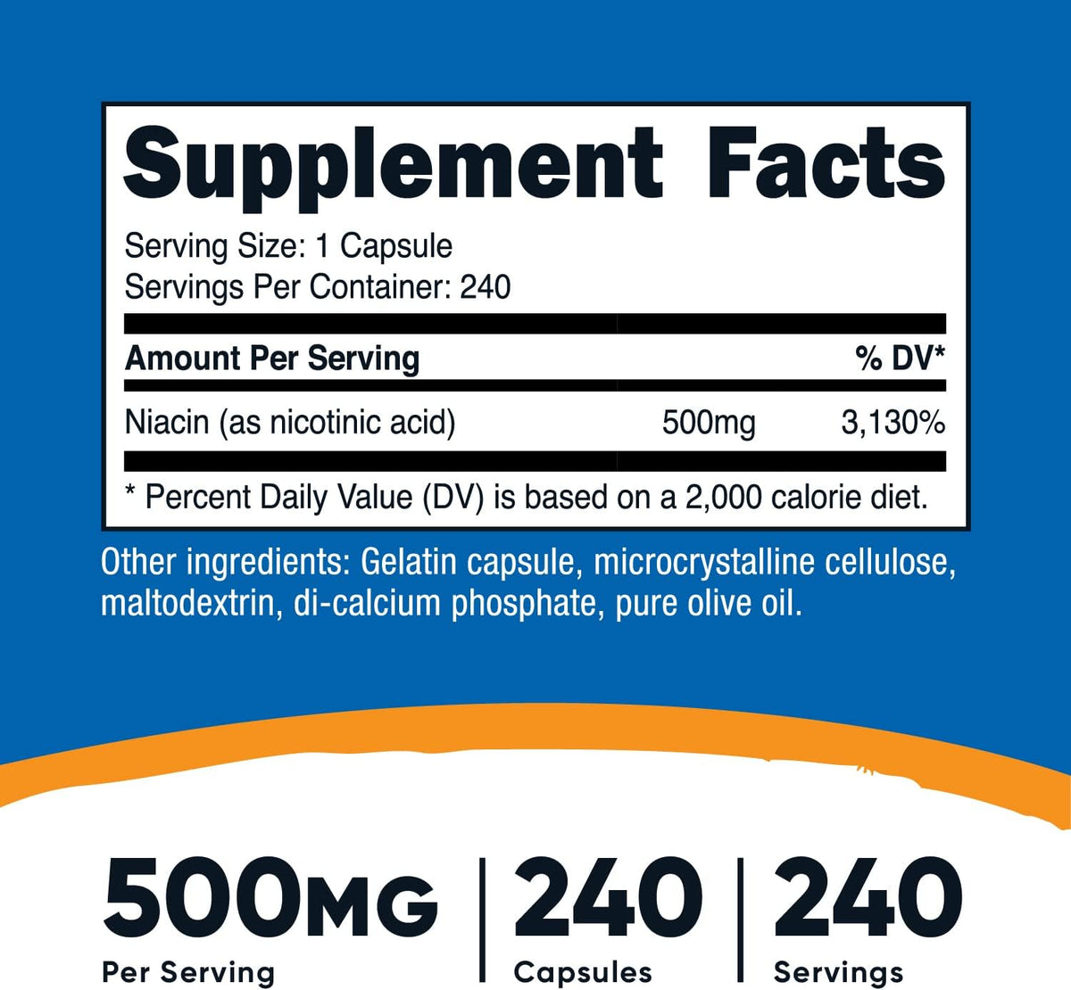 Nutricost Niacin (Vitamin B3) 500mg, 240 Capsules (3 Bottles) – Niacin Flush - görsel 2